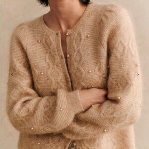 Sezane Elegant Nattie Cardigan, , Size Small, Light Beige